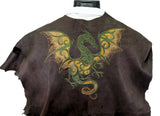 Natural Full Grain Deerskin Hide Embroidered With Celtic Dragon Design Cape