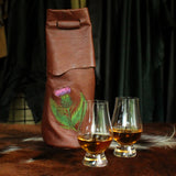 Elegant Embroidered Leather Whisky Tote