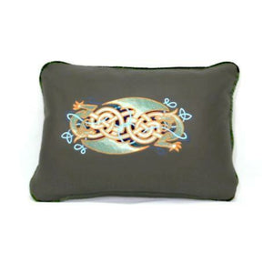 Handmade Genuine Leather Pillow with Celtic Dragon embroidery