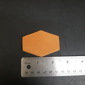 10 2.5" Genuine Cowhide Veg Tan Leather Die Cut Hexagon Blanks