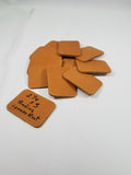 10 Genuine Leather Label Patches Blank 2 1/4 x 3 inch Radius Corner Rectangle