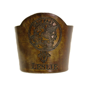 Clan Leslie Debossed Beverage Holder Antiqued Handstain