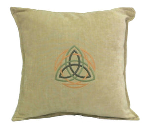 Handmade Celtic Knot Machine Embroidered on Designer Fabric Pillow
