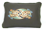 Handmade Genuine Leather Pillow with Celtic Dragon embroidery