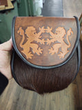 Classic Hair on Calf Sporran with deerskin lining, handcrafted in North Carolina