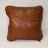 Hand made Genuine Full Grain Cow Hide Leather Cognac Throw Celtic Design Pillow Cover